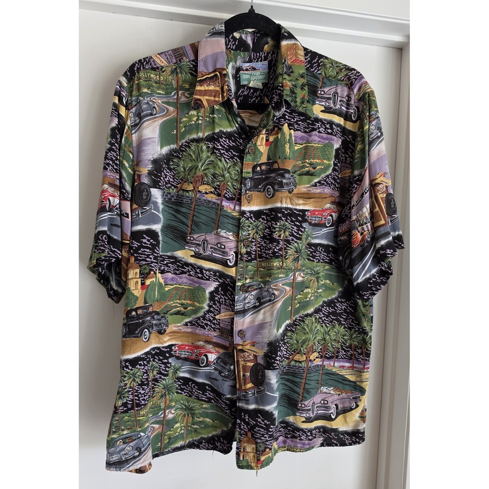 Reyn Spooner Men's M Graphic Print Short Sleeve Collared Shirt Retro Hawaiian